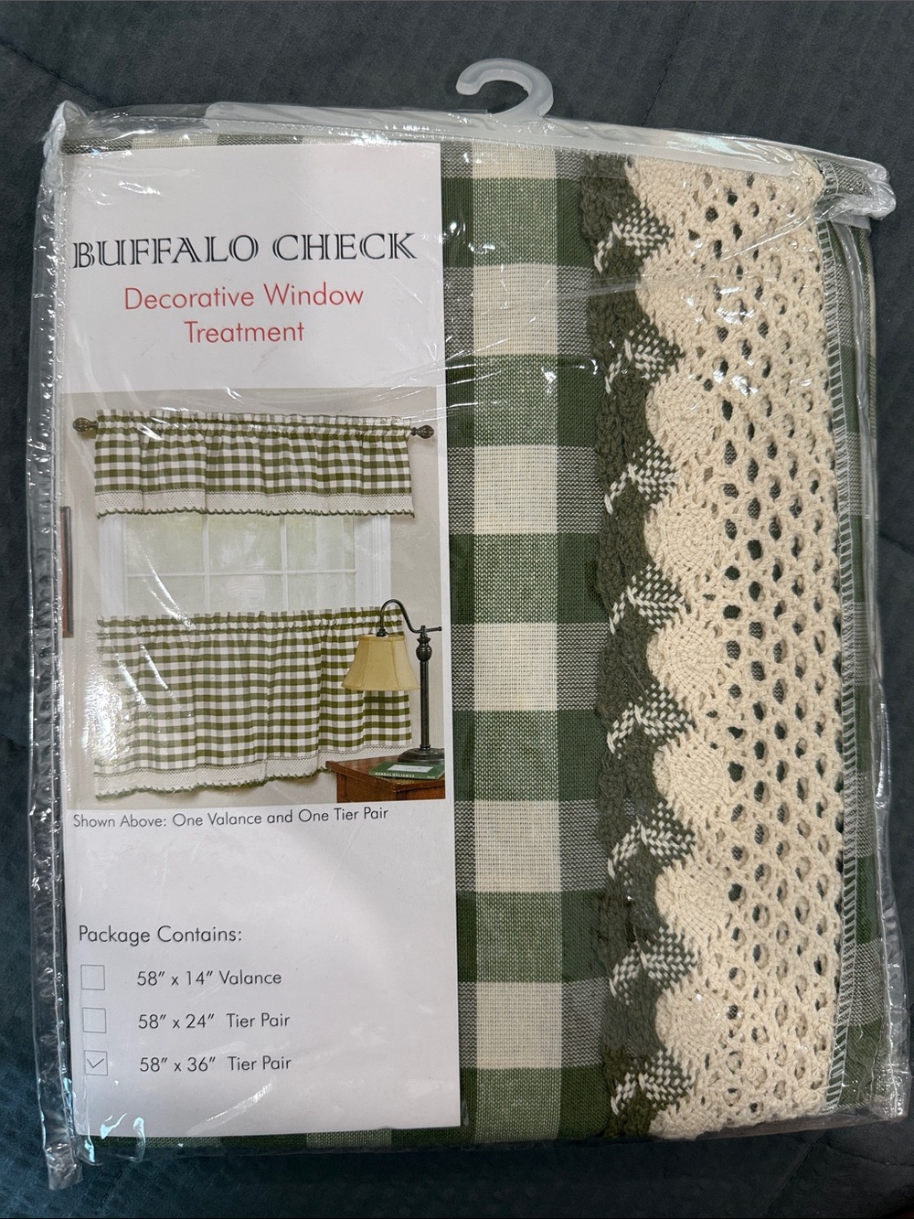 Buffalo David Bitton Green and Cream Buffalo Check Window Treatment Set
